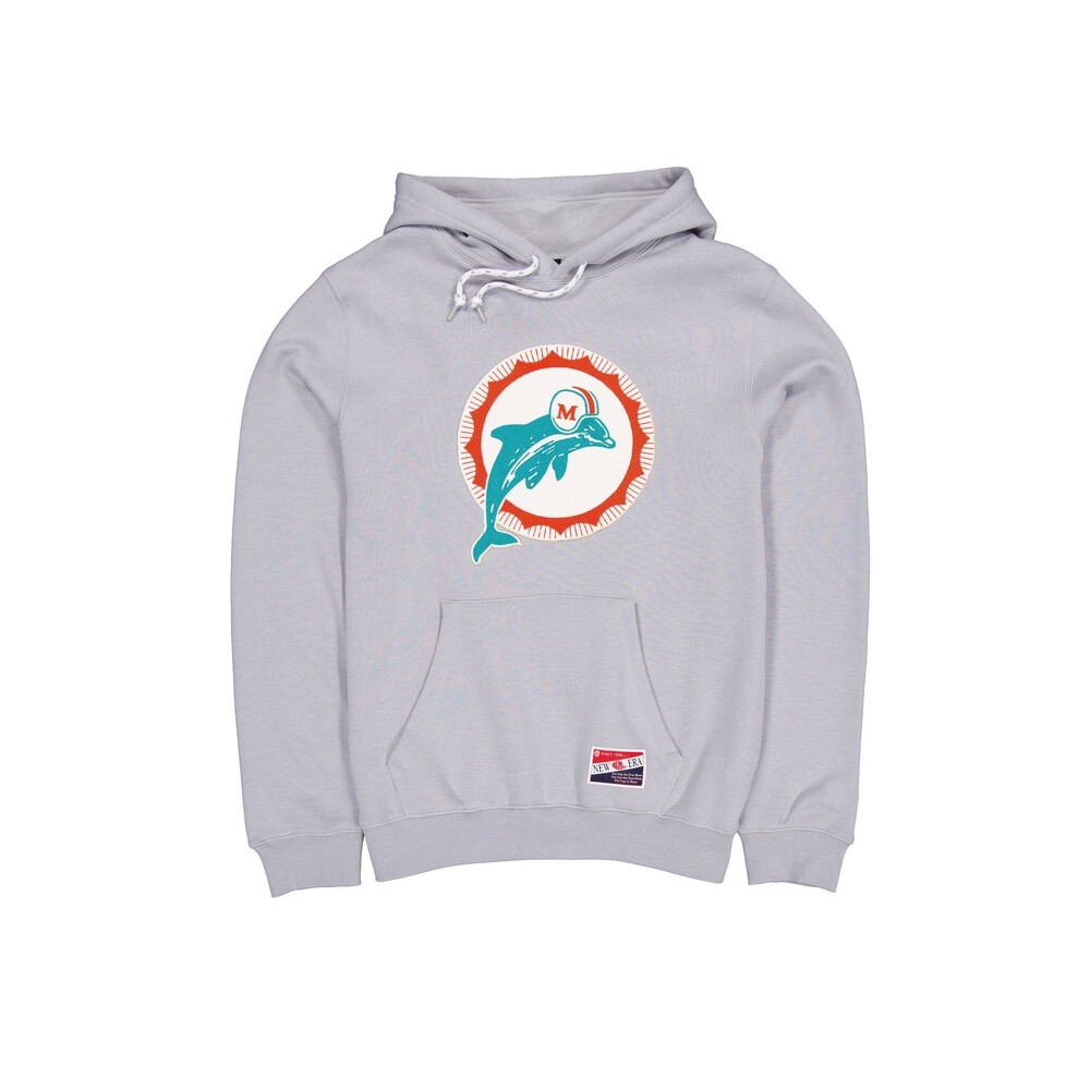 New Era Miami Dolphins Throwback Gray Hoodie - Size 3XL